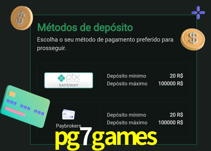 O cassino pg7games oferece uma grande variedade de métodos de pagamento